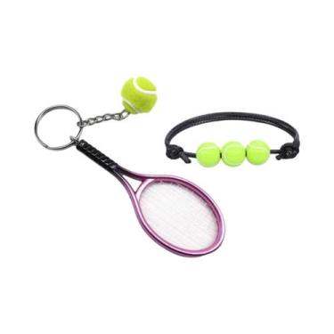 Imagem de Chaveiro De Raquete De Tênis Mini Com Bola, Tema Esportivo, Pulseiras 