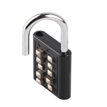 Imagem de Cadeado de segurança de 10 dígitos, combinação de cadeado de pressão durável ao ar livre para armários de academia, caixas de ferramentas, preto, 74 x 40 x 14 mm