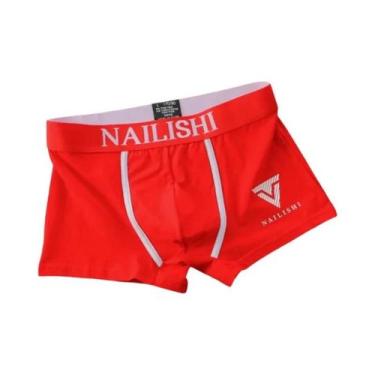 Imagem de Cuecas Boxer Masculinas De Algodão Respirável Com Estampa De Letras Na