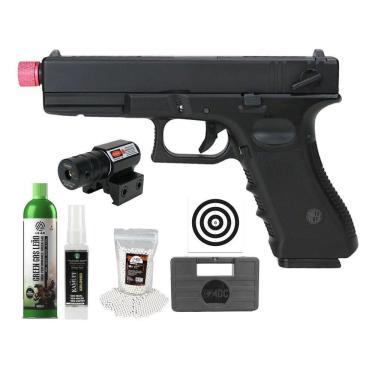 Imagem de Pistola Airsoft Gk V18 G18 Gbb Blowback 6,0 + Kit