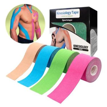 Imagem de Kit 5 Knesio Tape Fita Elástica Bandagem 5mx5cm Fisioterapia - Sport &