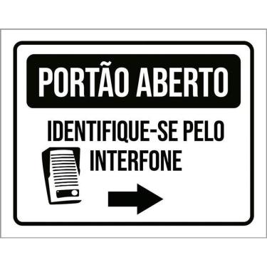 Imagem de Kit 5 Placa Acm Portão Averto Identifique Interfone 18X23