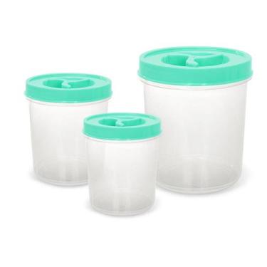 Imagem de kit com 3 Potes para mantimentos com tampa de rosca - ERCAPLAST, Verde