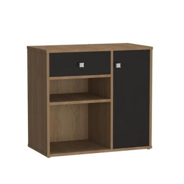 Imagem de Armário Multiuso Ravena com 1 Porta e 1 Gaveta Nova Mobile Mel e Preto