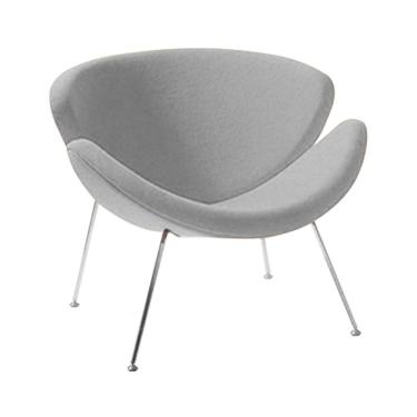 Imagem de Poltrona Design Trevo Suede Cinza Base Inox