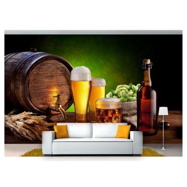 Imagem de Papel De Parede Cerveja Bebida Barril Lupulo 3D Al72