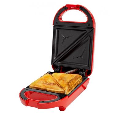 Imagem de Mini Sanduicheira Tasty, Faz Sanduíches, Paninis, Queijos Grelhados, Sobremesas, Resultados Rápidos, Limpeza Fácil, 600W, Vermelho