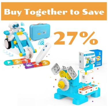 Imagem de Kit Robô de Programação STEM WhalesBot A1 & B3 Pro com Blocos Magnéticos e Cartas de Código para Crianças a Partir de 3 Anos