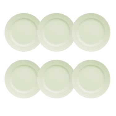 Imagem de Kit 06 Prato Raso Verde Menta Chevron Germer Porcelanas