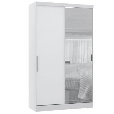 Imagem de Guarda Roupa 134,5cm 2 Portas De Correr Com Espelho Alpes Luciane Móveis Branco Pf-branco Pf
