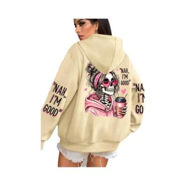 Imagem de Moletom Feminino Multicolorido Com Estampa Engraçada, Casual E Solto, 