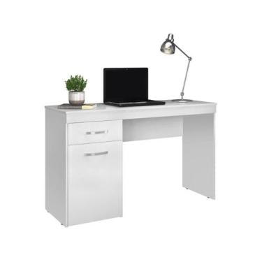 Imagem de Escrivaninha Vitória Branco 120 cm com Gaveta para Escritório Quarto -