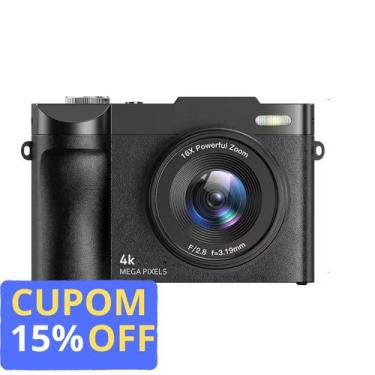 Imagem de Camera Digital Melcam Vintage Retrô Filmadora 4k Sd 32gb Preto