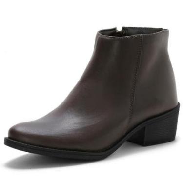 Imagem de Bota Pórtice Em Couro Cano Curto Com Zíper Sola Preta-Feminino