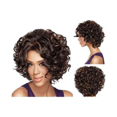 Imagem de Perucas De Cabelo Humano Virgem Cacheado Curto Com Renda Frontal Para 