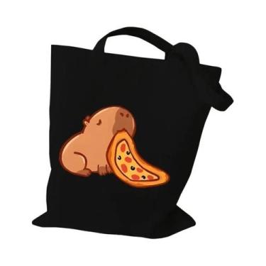 Imagem de Bolsa de Ombro Feminina de Lona com Estampa de Capivara - Grande Capac