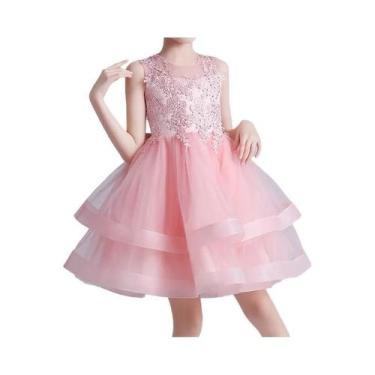 Imagem de Vestido De Princesa Infantil Sem Mangas Em Tule Branco Para Cerimônia 