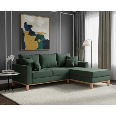 Imagem de Sofá Beny com Chaise Direita, 2,00x1,40m, 3 Lugares, Linho, Base em Ma