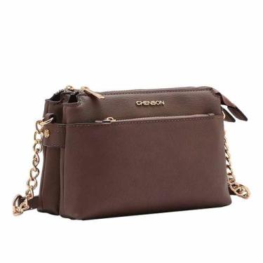 Imagem de Bolsa Feminina Alça Transversal Corrente Elegante Chenson, Marrom, UN