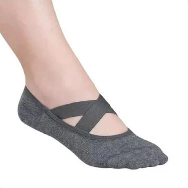 Imagem de Meia Antiderrapante Pilates Yoga Lupo, 33/36, Cinza, Chumbo