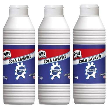 Imagem de Cola Líquida Branca Escolar Pritt 1kg 3 Unidades - Tenaz