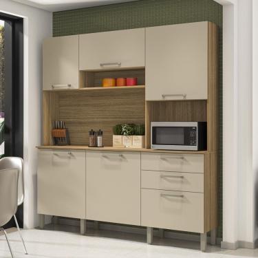 Imagem de Armario de Cozinha Compacta Italia 6 Portas 2 Gavetas MDF 180cm Amadeirado Freijó Vanilla