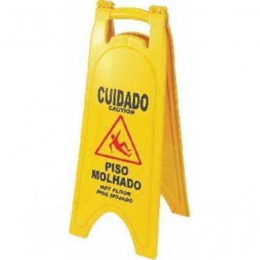Imagem de Placa Sinalizadora Dobrável Placa para Limpeza-Manutenção com Película em Três Idiomas...