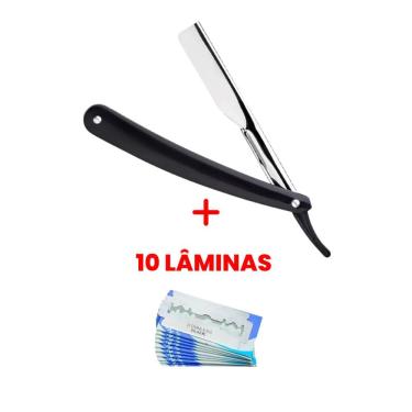 Imagem de Navalha Profissional de Barbear Navalhete para Barba com 10 Lâminas Descartáveis Uso Ca...