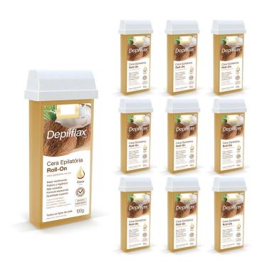 Imagem de Kit Cera Depilatória Roll On Cera Refil Depilação Quente Coco 100g Transparente com Óleo de Coco Depilflax