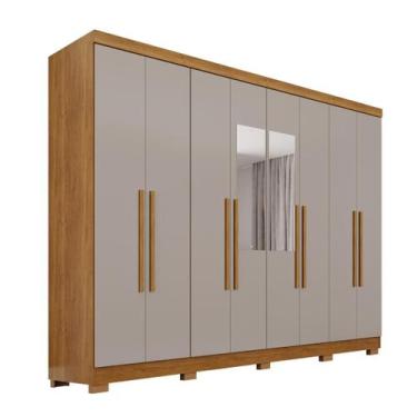 Imagem de Roupeiro Santorini 8 Portas 2 Gavetas c/ Espelho - Top Decor, Cinamomo