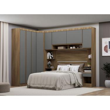 Imagem de Guarda Roupa Casal Modulado De Canto 8 Portas E 4 Gavetas Avelã Pf-cinza Supremo Pf