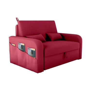 Imagem de Sofá Cama Lady Day 2 Lugares Reclinável 140CM Vinho Veludo com Baú Compacto para Sala