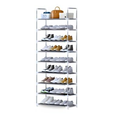 Imagem de Sapateira Vertical Multiuso de 9 Prateleiras para Organizar Até 27 Pares em Tubos de Aç...