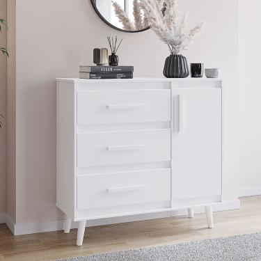Imagem de Cômoda Sapateira Mila Em Mdp 3 Gavetas, 1 Porta, Estilo Retrô Savana-off White