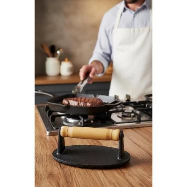 Imagem de 2x Prensa Hambúrguer Ferro Fundido Preto 14cm - Cozinha Prof - Congrat