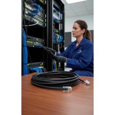 Imagem de 2x Cabo Rede Internet RJ45 Preto 25m UTP CFTV - Congratulations Store