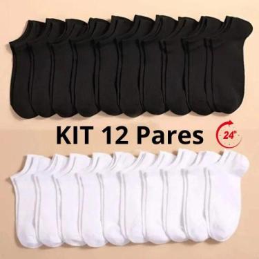 Imagem de Kit 12 Pares De Meias Cano Curto Soquete Unissex - Universal, Preto, B