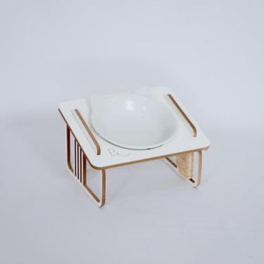 Imagem de Comedouro Elevado Inclinado Unitário para Gatos com Tigela de Porcelan