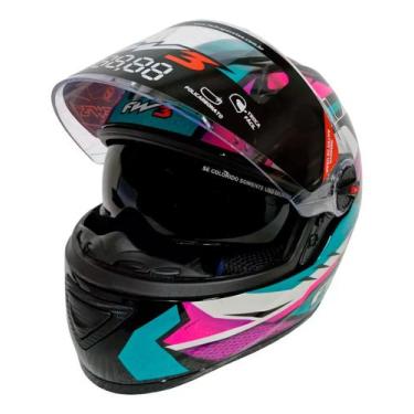 Imagem de Capacete Moto Fechado Gtx Fox Fw3 Óculos Fumê Várias Cores, 60, Azul T