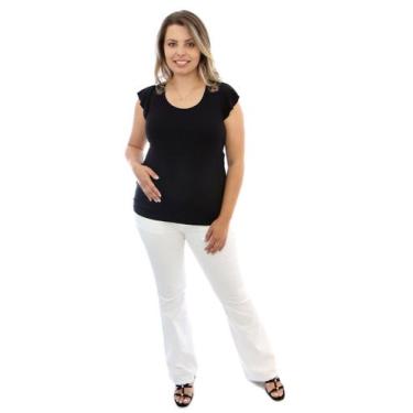 Imagem de Calça Mariana Flare Sarja - Jeans, Branco, 36