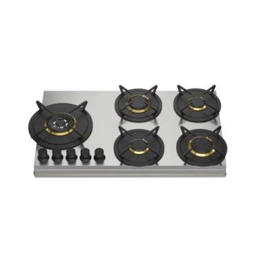 Imagem de Cooktop elettromec a gas em aço inox de revestimento 5 bocas 90cm 220v