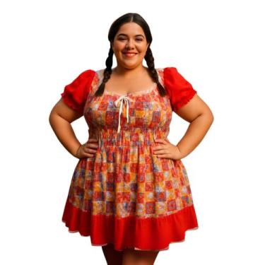 Imagem de Vestido Festa Junina Mocinha Arraiá Adulto Plus Size - Magedu, gg