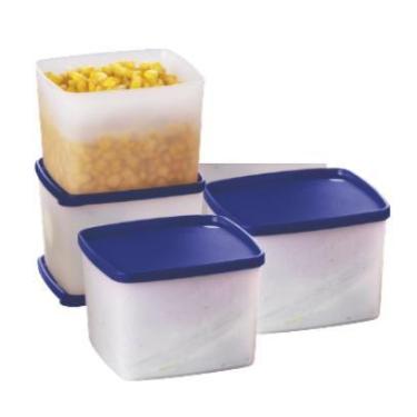 Imagem de Kit Jeitoso 800ml com 4 peças Translúcido tampa Azul Tupperware