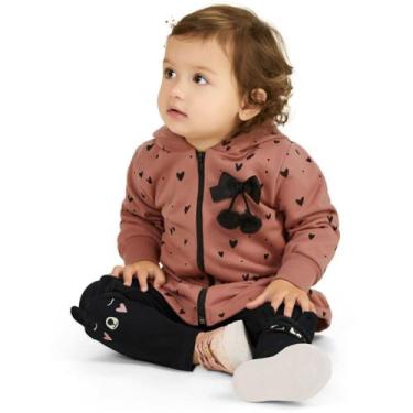 Imagem de Conjunto Infantil Inverno Jaqueta Com Capuz Moletom Peluciado e Leggin