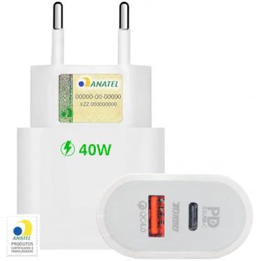 Imagem de Fonte Universal Turbo 40W 2 Entradas USB-C e USB Turbo Carregador Tipo C e USB - Compát...
