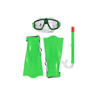Imagem de Kit Mergulho Piscina Infantil Óculos Snorkel Pé De Pato - SPORT, Verde