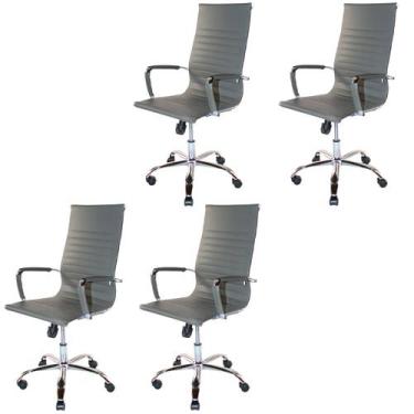 Imagem de Kit 4 Cadeiras Presidente Charles Eames Esteirinha Couro Pu 11P - Atac