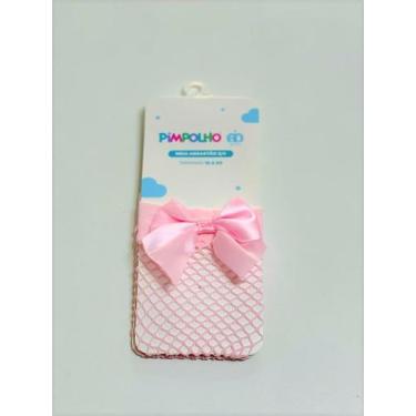 Imagem de Meia 3/4 Infantil Arrastão com Laço Pimpolho, Rosa, 16 a 20