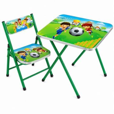 Imagem de Mesa Cadeira Infantil Dobrável Estudo Desenho Pintura Criança Colorida