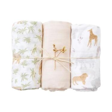 Imagem de Cobertores De Muslin De Algodão De Bambu Para Recém-Nascidos 3PCS Cobe